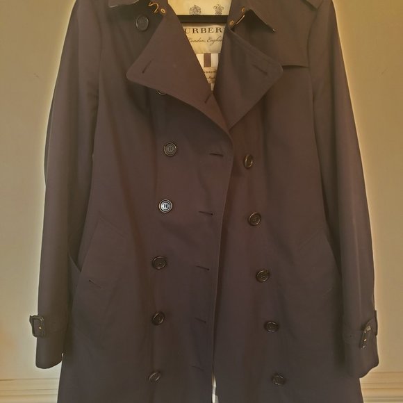 Burberry The Sandringham Mid Length Black Trench Coat US8/UK10